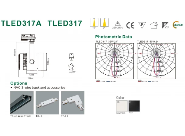 Трековий світлодіодний світильник NVC TLED317N 50W 4000K 24° білий CRI>90 4000Лм Трековий світлодіодний світильник NVC TLED317N 50W 4000K 24° білий CRI>90 4000Лм