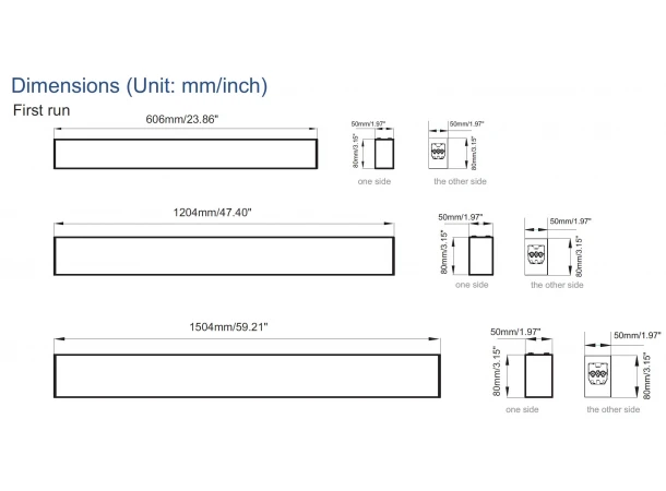 Світлодіодний модульний лінійний світильник Signcomplex SC-SL8050-036-AW-02NW-BL в алюмінієвому профілі 1204x80x50мм 36W 4000K 3240Лм чорний (лівий)