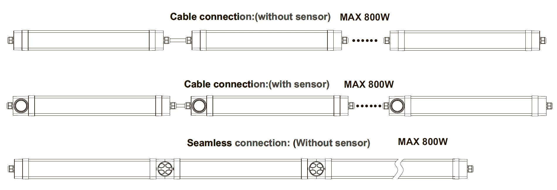 TPB Лінійне промислове освітлення - схема підключення.
